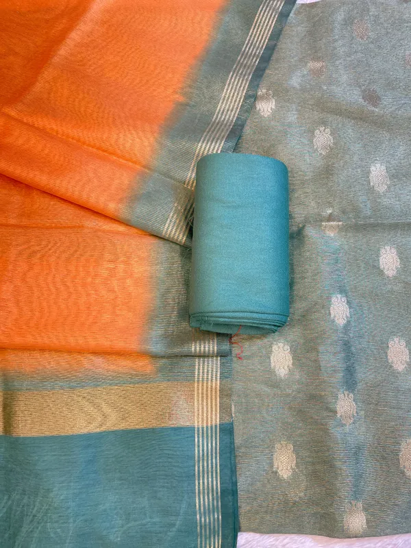 Seagreen_Tissue_Silk_Zari_Booti_with_Contrast_Orange_Dupatta_Banarasi_Suit_10SKL_TSUS4