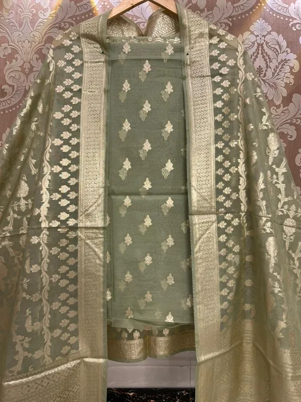 Pista_Green_Chanderi_Lorex_weave_Zari_Booti_Banarasi_Suit_with_Chunri_Booti_Dupatta_1350ASG_CHL2