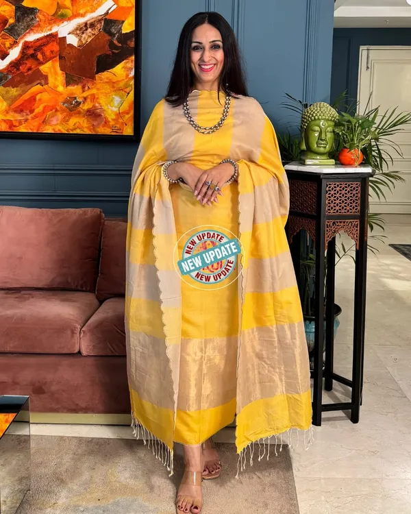 Elegant_Yellow_&_Tussar_Cotton_Silk_Banarasi_Suit_with_Zari_Stripe_Dupatta_750SKL_CS14