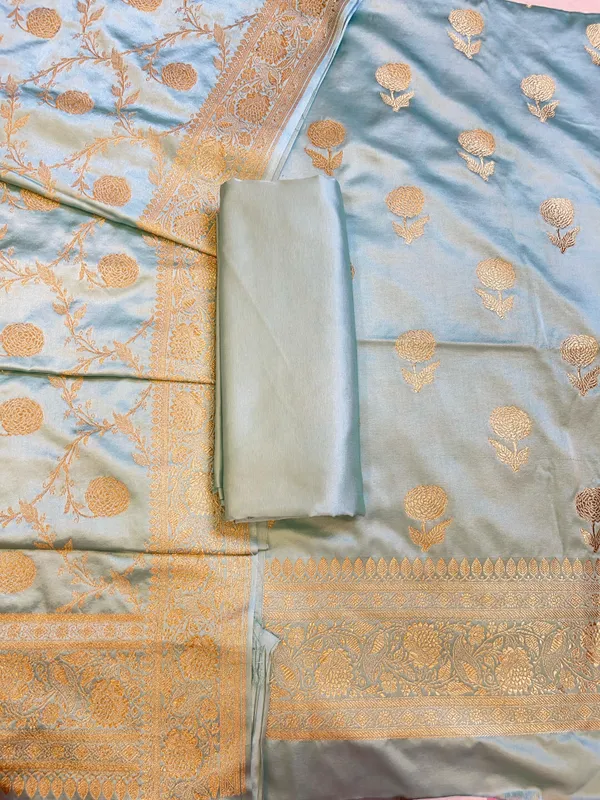 Seagreen_Mashru_Silk_Floral_Zari_Booti_with_Zari_Jaal_Dupatta_Handloom_Banarasi_3_pcs_Suit_Set_3000AJ_MSR19