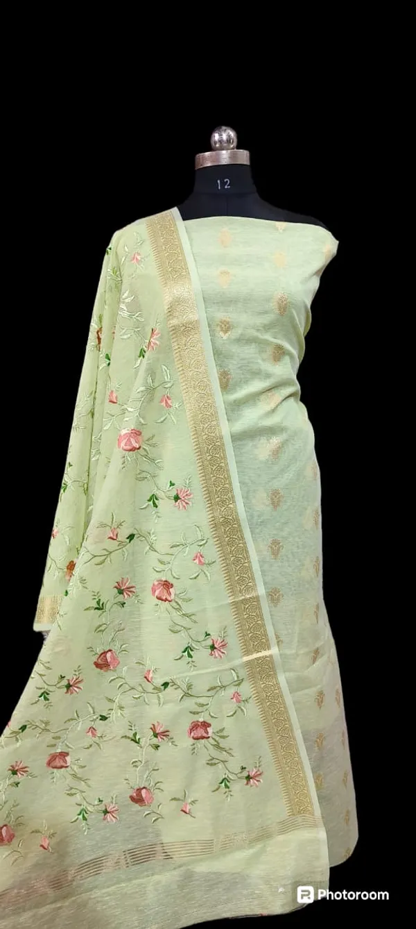 Light_Yellow_Cotton_Linen_Floral_Zari_Booti_with_Embroidery_Jaal_Dupatta_Banarasi_Suit_1100SKL_LN32