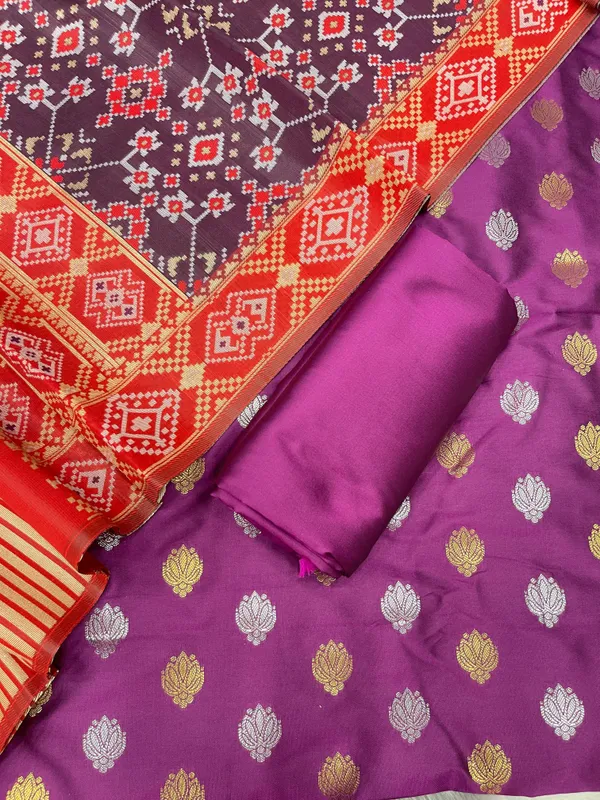 Purple_Katan_Silk_Silver_Gold_Zari_With_Patola_Weave_Dupatta_Skl_Ks15