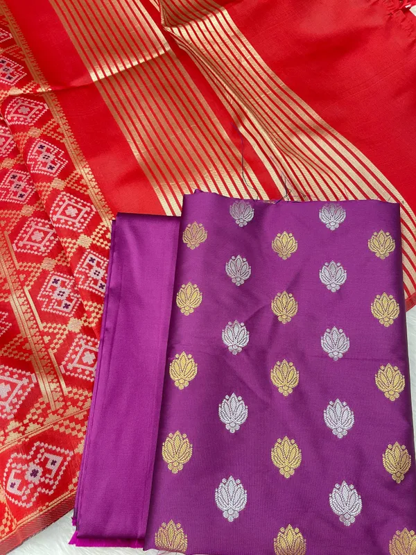 Purple_Katan_Silk_Silver_Gold_Zari_With_Patola_Weave_Dupatta_Skl_Ks15
