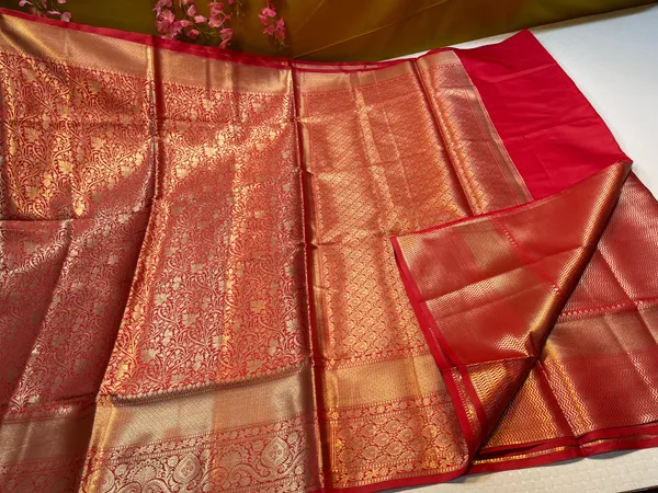 Red_Semi_Kanchi_Silk_Floral_Zari_Jaal_Brocade_Zari_Border_Banarasi_Saree_MS_SK34
