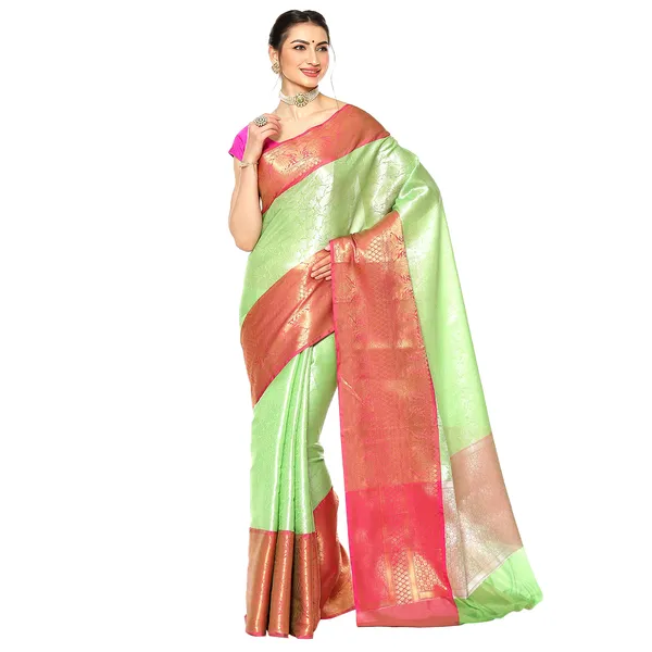 Green_Kanchi_Silk/Brocade_Banarasi_Sarees_For_Women_GEBW9