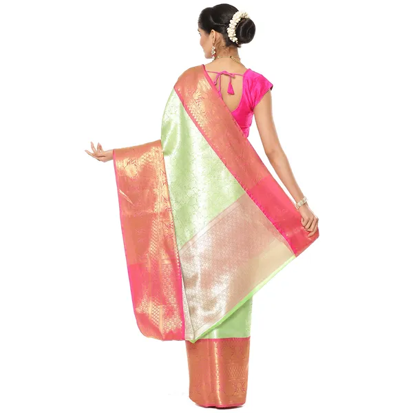 Green_Kanchi_Silk/Brocade_Banarasi_Sarees_For_Women_GEBW9