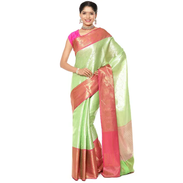 Green_Kanchi_Silk/Brocade_Banarasi_Sarees_For_Women_GEBW9