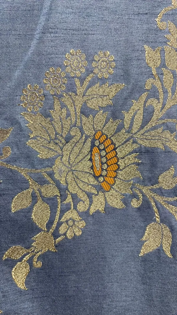 Humairah_Presents_Grey_Dupion_Silk_Floral_Mina_Zari_Jaal_with_Contrast_Orange_Paithani_Mina_Zari_Pallu_Zari_Border_and_Orange_Blouse