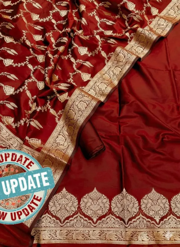 Maroon_Katan_Silk_Plain_Zari_Daman_Border_Banarasi_Suit_with_Floral_Zari_Jaal_Dupatta_800SKL_KSP13