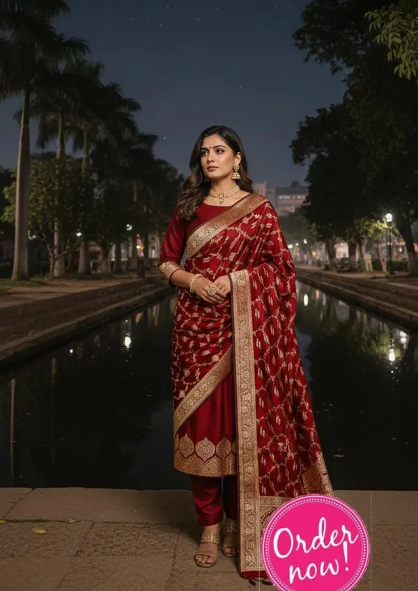 Maroon_Katan_Silk_Plain_Zari_Daman_Border_Banarasi_Suit_with_Floral_Zari_Jaal_Dupatta_800SKL_KSP13