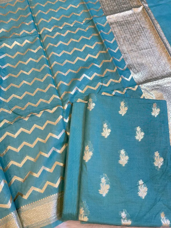 Seagreen_Mercerise_Silk_Floral_Zari_Booti_with_Zig-Zag_Dupatta_Banarasi_Suit_11SKL_MSRS4