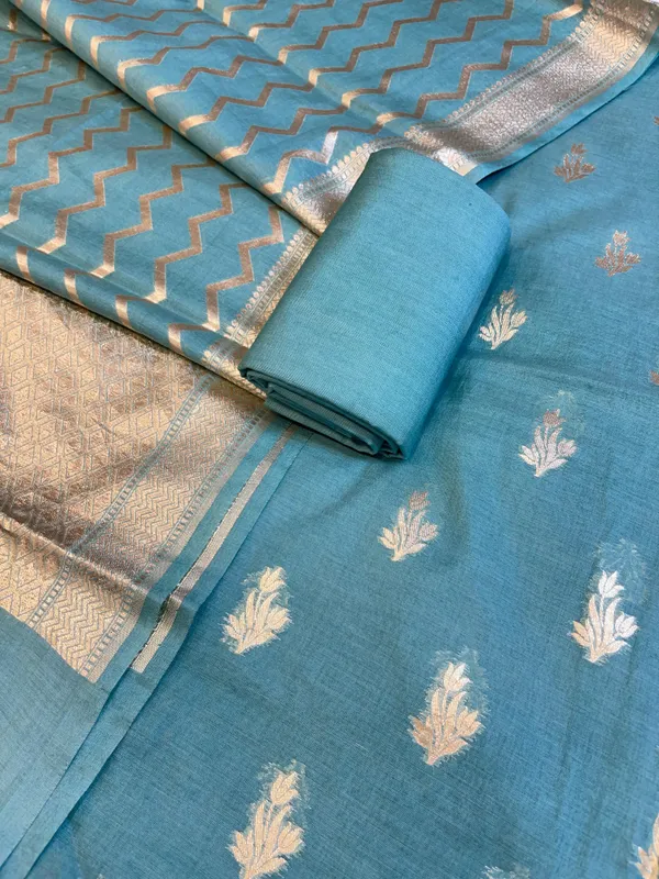Seagreen_Mercerise_Silk_Floral_Zari_Booti_with_Zig-Zag_Dupatta_Banarasi_Suit_11SKL_MSRS4