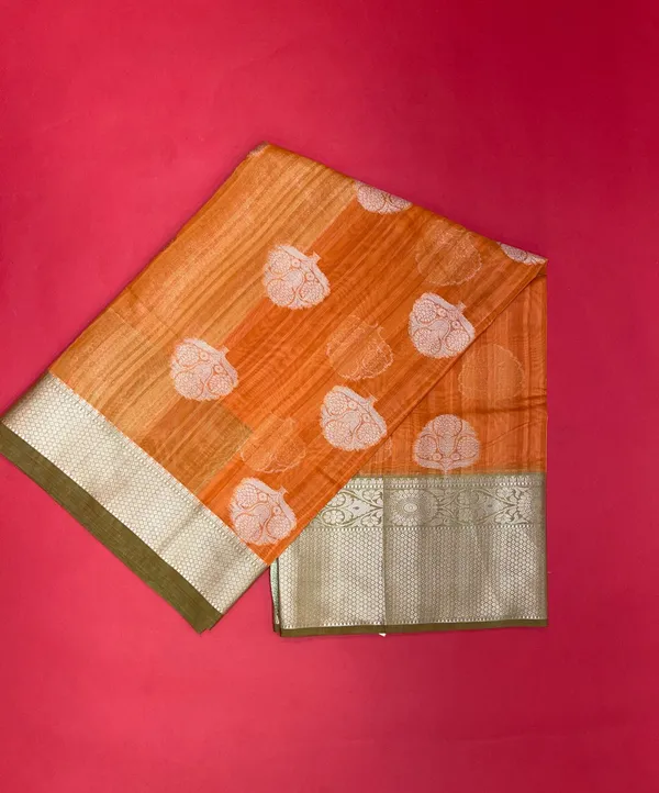 Orange_Matka_Silk/Silk_Blend_Banarasi_Sarees_For_Women_GEMTKSLK_3