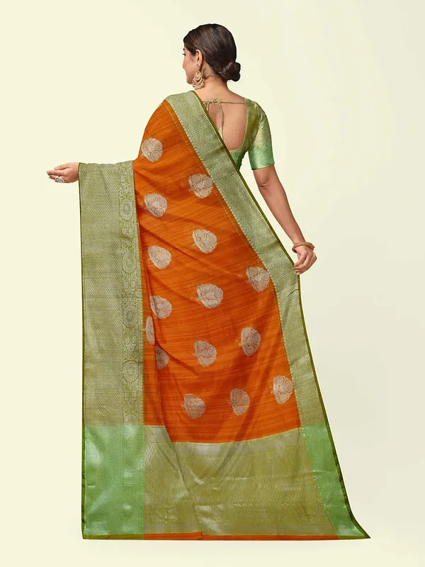 Orange_Matka_Silk/Silk_Blend_Banarasi_Sarees_For_Women_GEMTKSLK_3