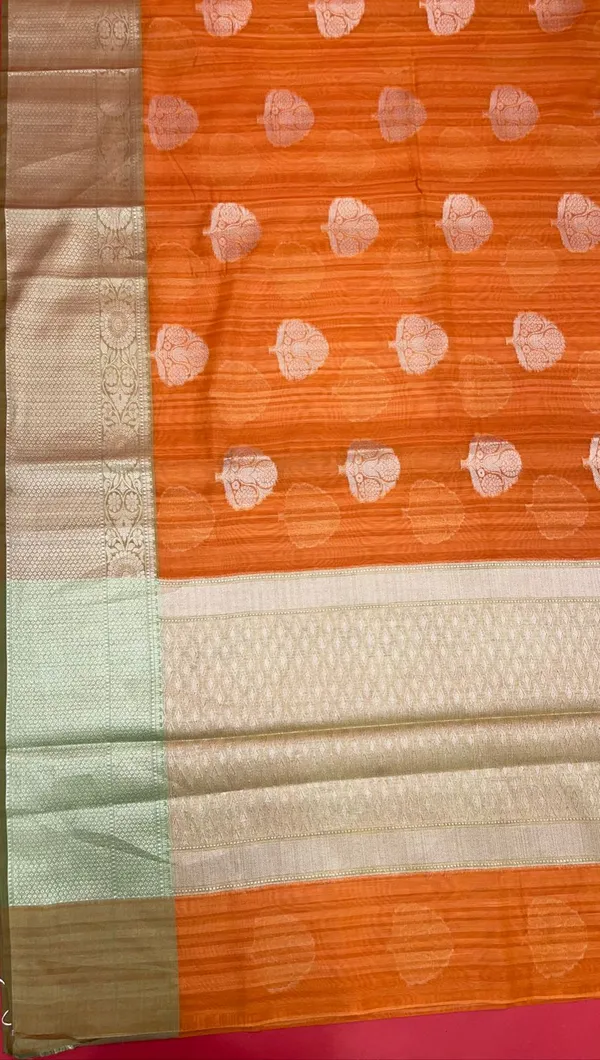 Orange_Matka_Silk/Silk_Blend_Banarasi_Sarees_For_Women_GEMTKSLK_3
