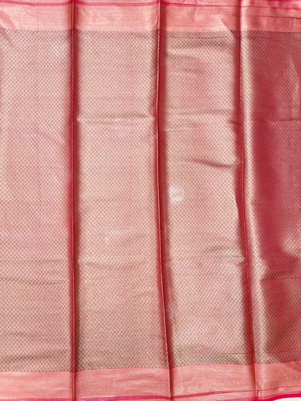 Humairah_Presents_Gold_Art_Silk_Floral_Tilfi_Mina_Zari_Jaal_with_Contrast_Pink_Minakari_Boota_Pallu_Double_Mina_Zari_Border_and_Pink_Blouse
