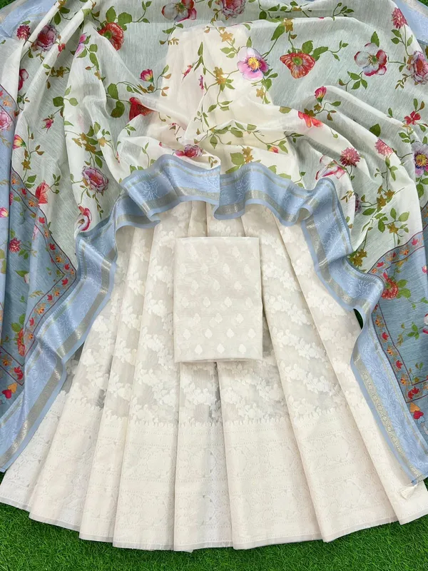 Off-White_Chanderi_Lorex_Zari_Lehenga_And_Floral_Booti_Blouse_With_Printed_Powder_Blue_Dupatta_Set_250PNJ_LNG6