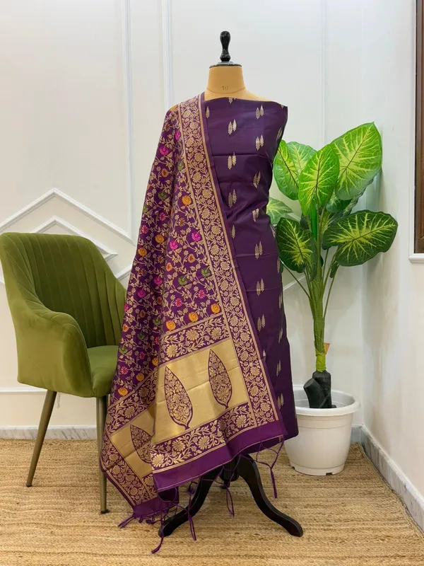 Purple__Katan_Silk_Zari_With_Multicolor_Mina_Jaal_Dupatta_Banarasi_Suit_Set_800SKL_KS33