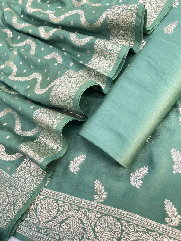 Sea_Green_Soft_Viscose_Silk_Vasket_Zari_Booti_with_Leheriya_Dupatta_1050BFS_SV3