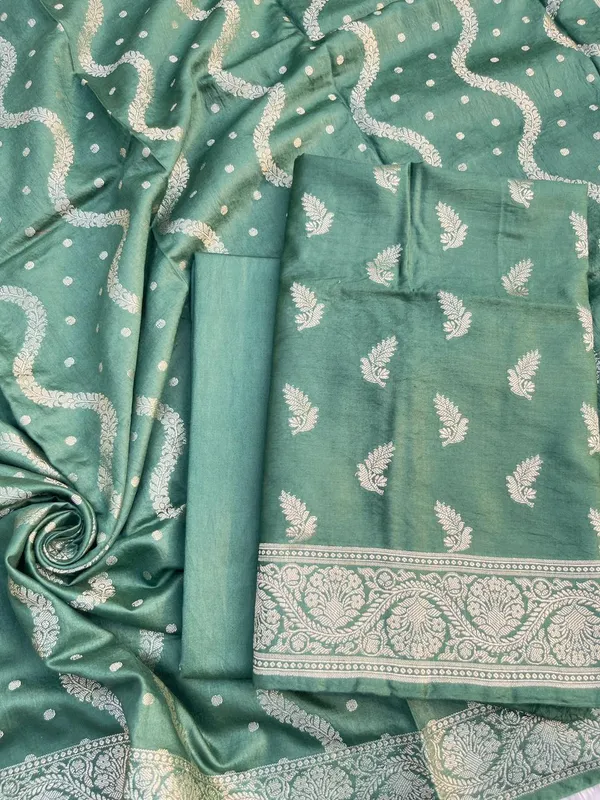 Sea_Green_Soft_Viscose_Silk_Vasket_Zari_Booti_with_Leheriya_Dupatta_1050BFS_SV3