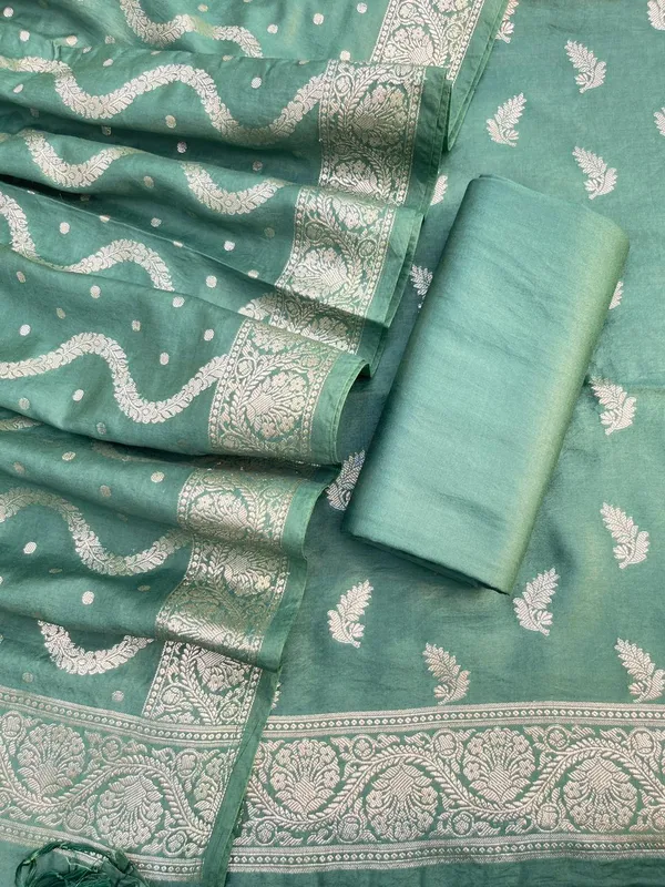 Sea_Green_Soft_Viscose_Silk_Vasket_Zari_Booti_with_Leheriya_Dupatta_1050BFS_SV3