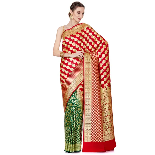 Humairah_Presents_Red_Satin_Silk_Saree_With_Blouse_Piece(JA21)