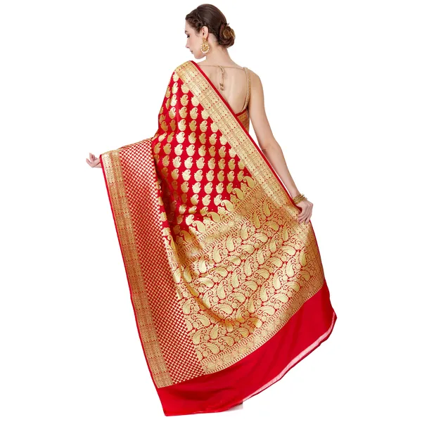 Humairah_Presents_Red_Satin_Silk_Saree_With_Blouse_Piece(JA21)