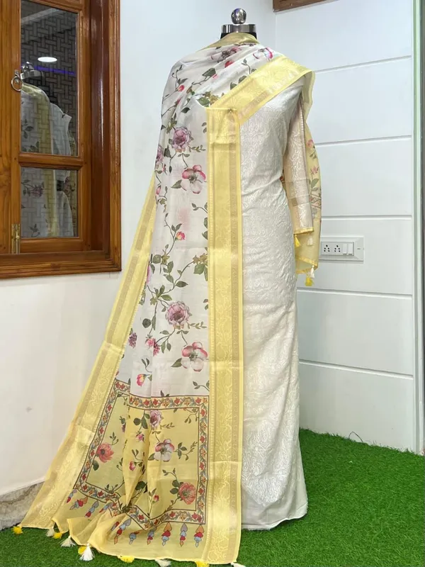 Cotton_Dyable_Embroidery_Suit_With_Contrast_Digital_Print_Yellow_Dupatta_Banarasi_Suit_Set_Skl_Cd7