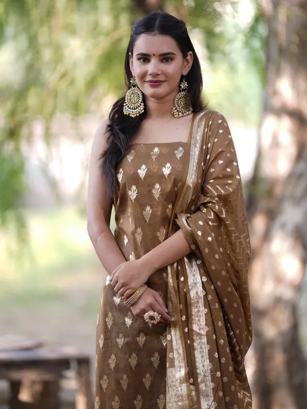 Light_Brown_Pure_Mercerise_Silk_Floral_Zari_Booti_with_Lorex_Dupatta_Banarasi_Suit_Set_1200SKL_MS21