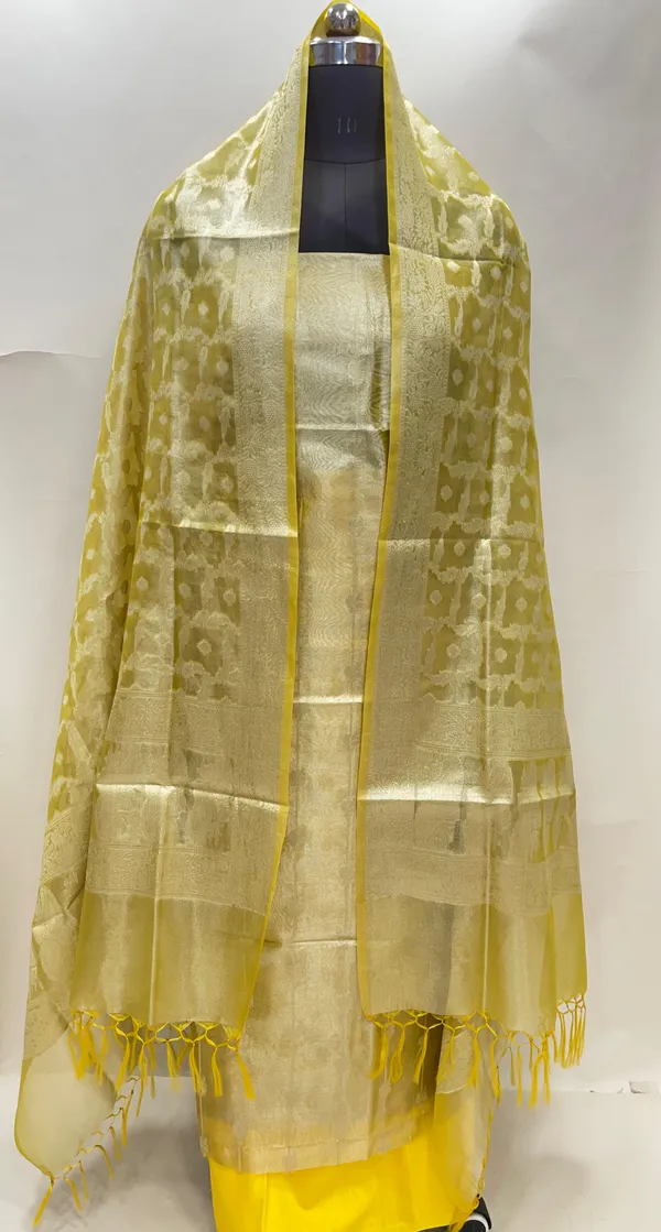 Humairah_Yellow_Tissue_Silk_Floral_Zari_Stripe_Booti_3_pcs_Suit_Set_with_Plain_Bottom_and_Floral_Zari_Checkered_Jaal_Yellow_Dupatta