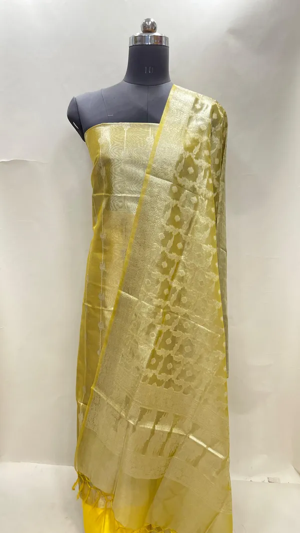 Humairah_Yellow_Tissue_Silk_Floral_Zari_Stripe_Booti_3_pcs_Suit_Set_with_Plain_Bottom_and_Floral_Zari_Checkered_Jaal_Yellow_Dupatta
