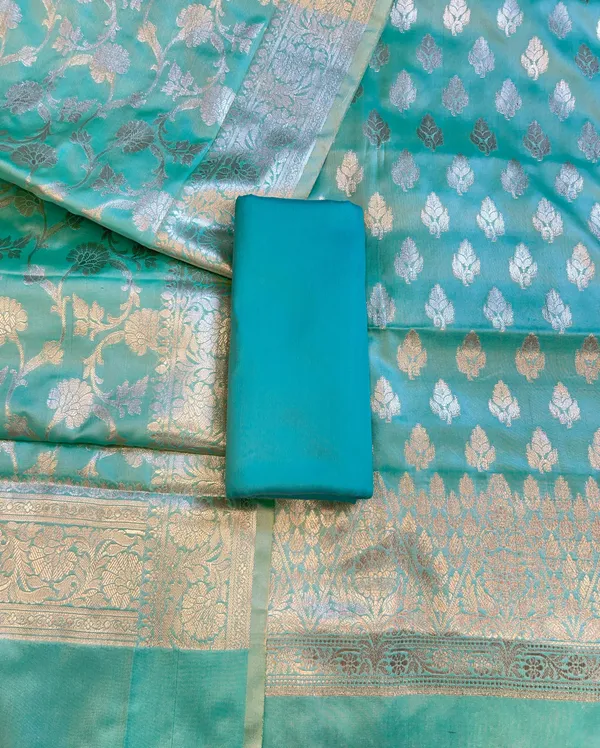 Seagreen_Semi_Silk_Floral_Zari_Booti_Banarasi_3_pcs_Suit_Set_900AJ_SK32