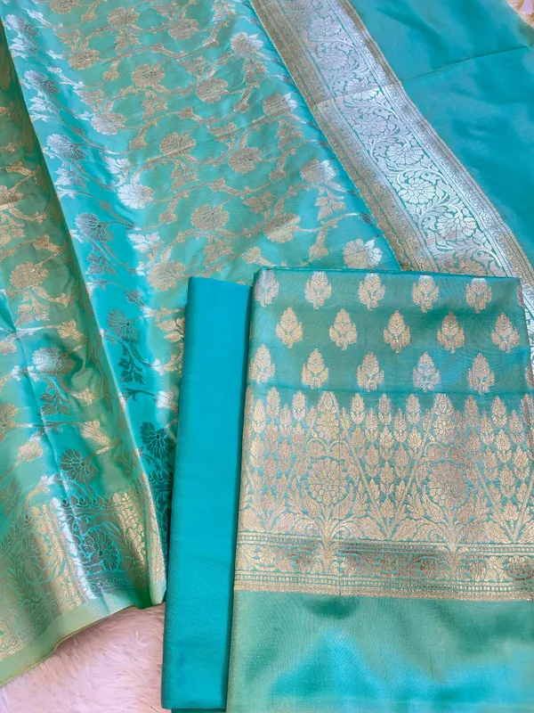 Seagreen_Semi_Silk_Floral_Zari_Booti_Banarasi_3_pcs_Suit_Set_900AJ_SK32