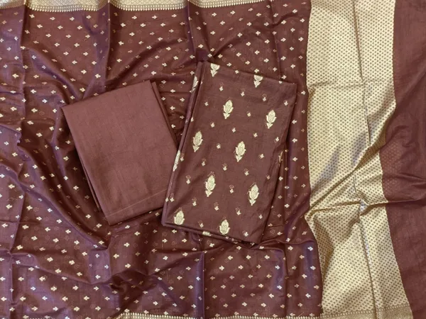Brown_Mercerise_Silk_Floral_Zari_Booti_with_Chunri_Booti_Dupatta_Banarasi_Suit_11SKL_CMS4