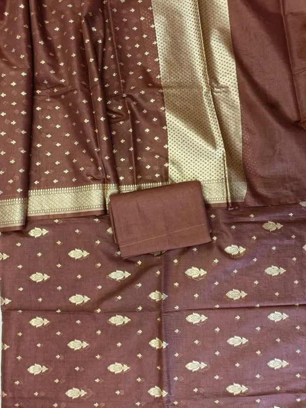 Brown_Mercerise_Silk_Floral_Zari_Booti_with_Chunri_Booti_Dupatta_Banarasi_Suit_11SKL_CMS4