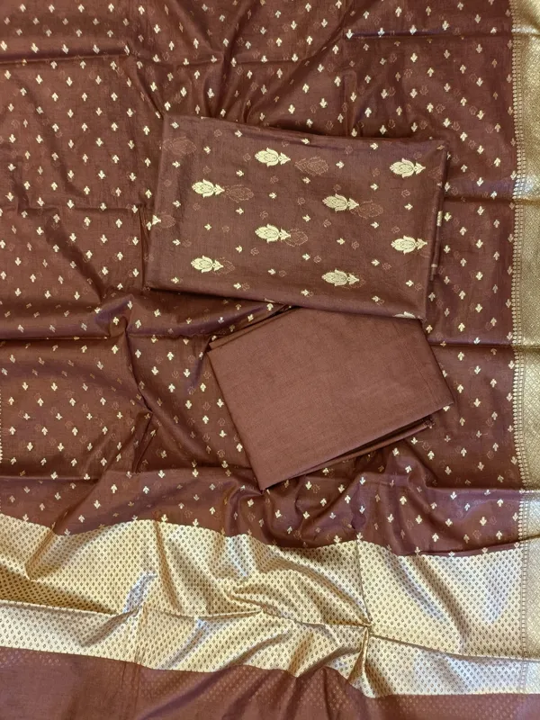 Brown_Mercerise_Silk_Floral_Zari_Booti_with_Chunri_Booti_Dupatta_Banarasi_Suit_11SKL_CMS4