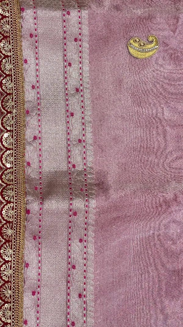 Humairah_Presents_Pink_Lace_Work_Zardozi_Pattern_Patch_work_Saree_with_jacquard_Blouse