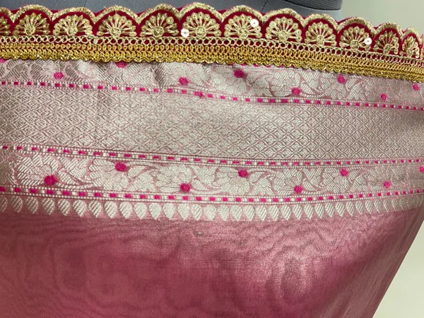 Humairah_Presents_Pink_Lace_Work_Zardozi_Pattern_Patch_work_Saree_with_jacquard_Blouse