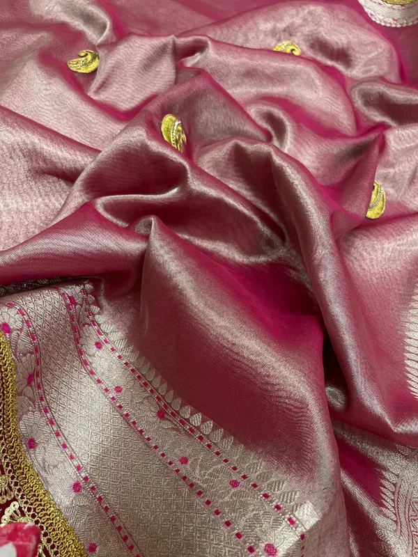 Humairah_Presents_Pink_Lace_Work_Zardozi_Pattern_Patch_work_Saree_with_jacquard_Blouse