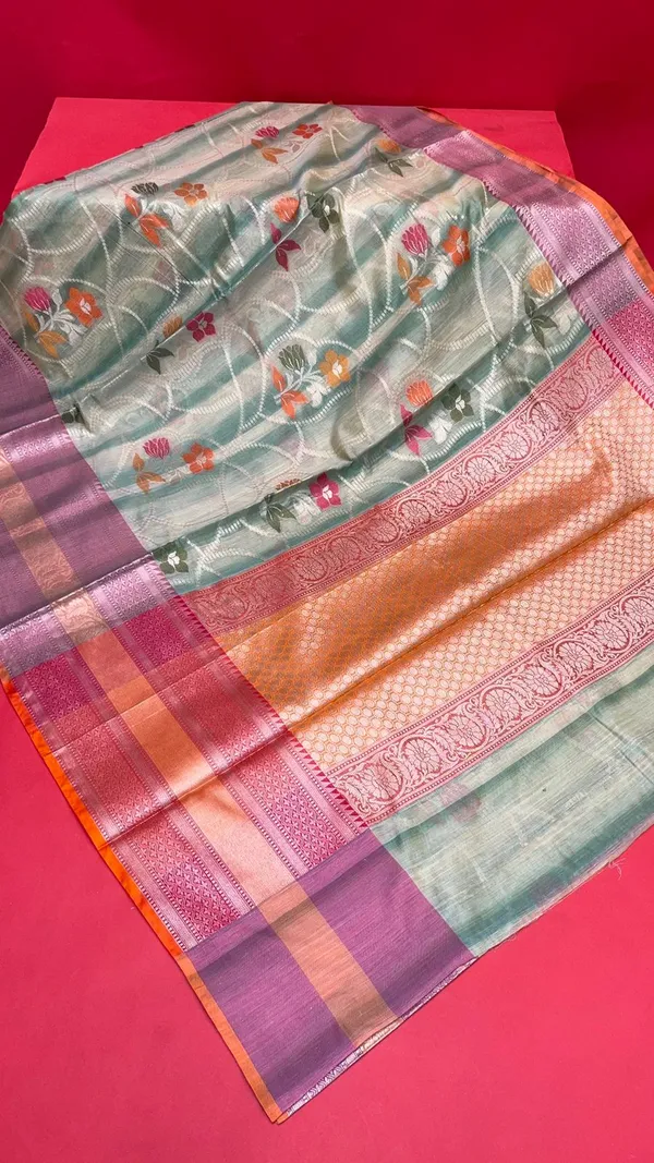 Green_Matka_Silk/Silk_Blend_Banarasi_Sarees_For_Women_GEMTKSLK_201