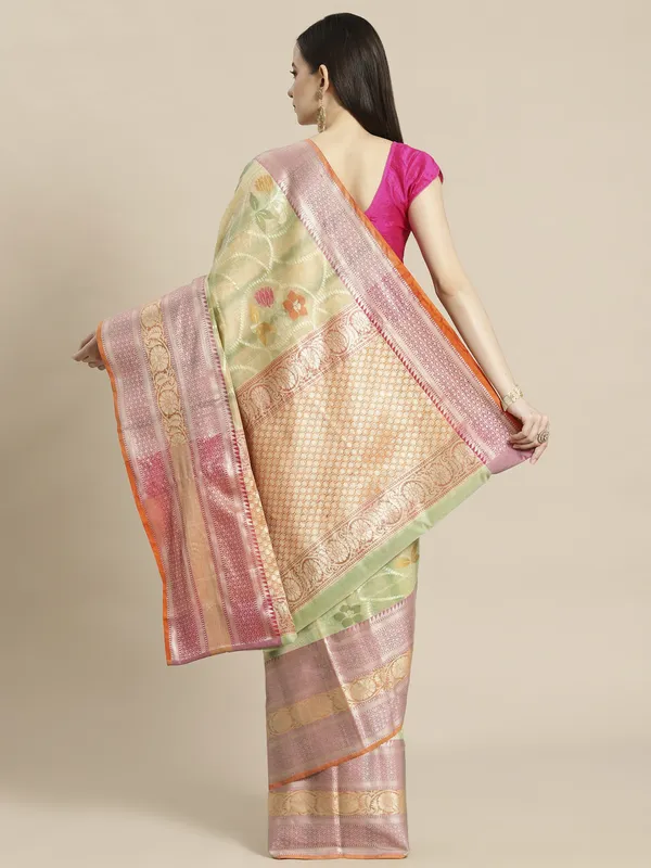 Green_Matka_Silk/Silk_Blend_Banarasi_Sarees_For_Women_GEMTKSLK_201