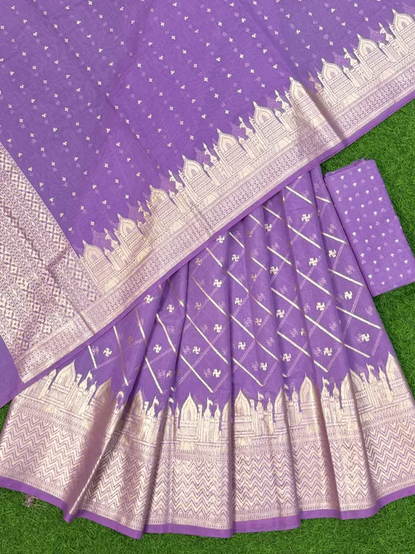 Lavander_Chanderi_Lorex_Ghat_Border_Lehenga_With_Chunri_Blouse_&_Dupatta_250PNJ_LNG3