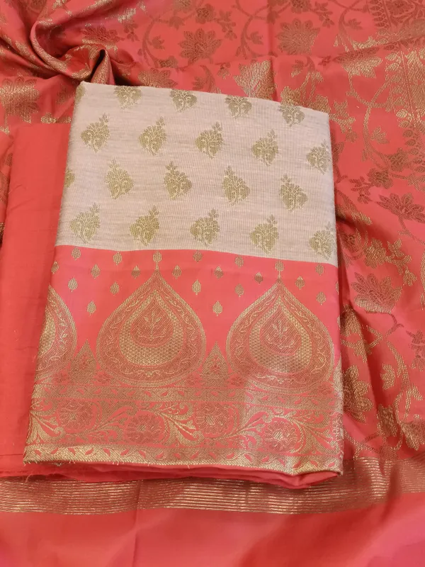 Tussar_Cotton_Floral_Zari_Booti_with_Contrast_Red_Silk_Border_Banarasi_Suit_525IM_CTN5