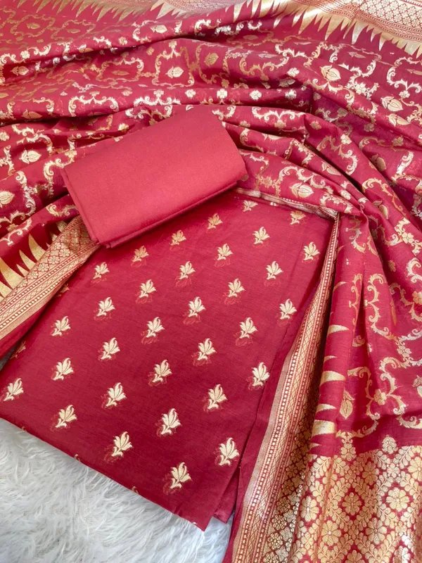 Burgundy_Pure_Mercerise_Cotton_Lorex_weave_Floral_Zari_Booti_Banarasi_Suit_with_Zari_Jaal_Dupatta_1250DAN_LX5