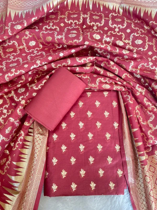 Burgundy_Pure_Mercerise_Cotton_Lorex_weave_Floral_Zari_Booti_Banarasi_Suit_with_Zari_Jaal_Dupatta_1250DAN_LX5