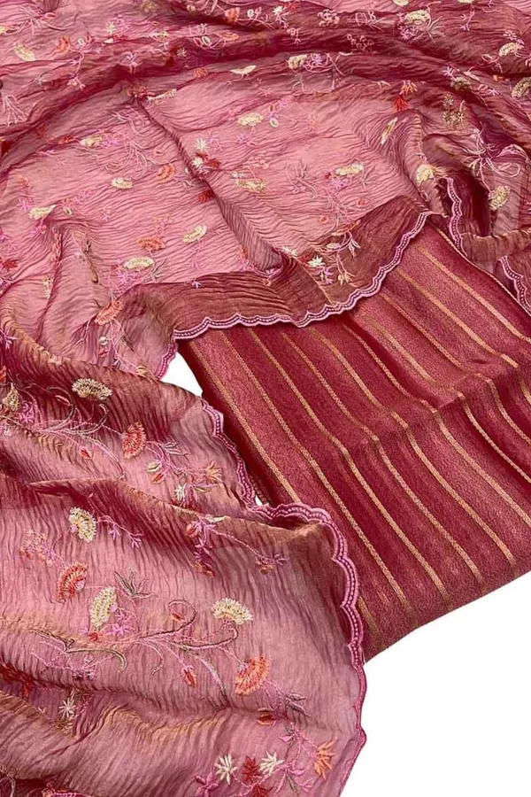 Pink_Tissue_Silk_Stripe_Zari_With_Crush_Embroidery_Dupatta_Banarasi_Suit_Set_Skl_Te10