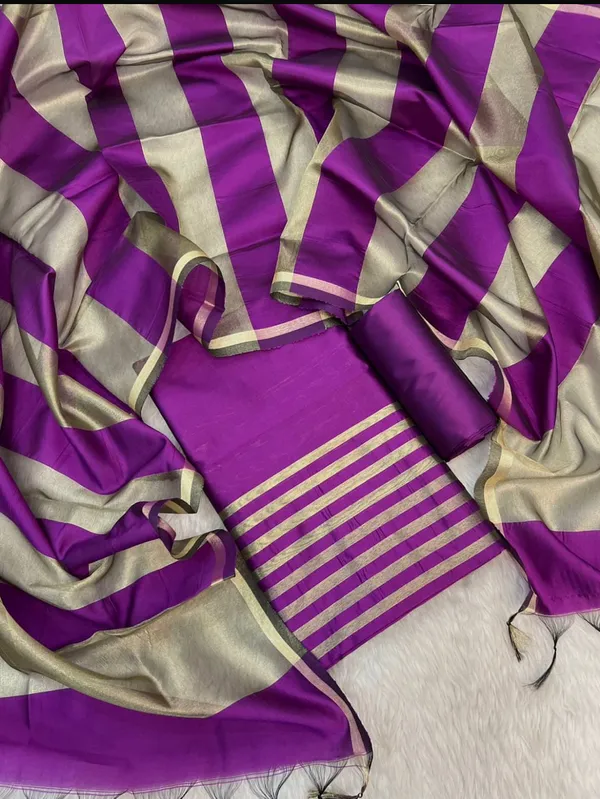 Purple_Cotton_Banarasi_Silk_Suit_with_Stripe_Zari_Patti_&_Matching_Stripe_Zari_Dupatta_500SKL_CS2