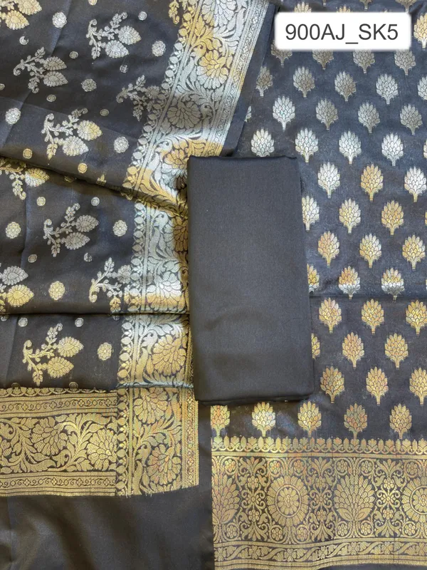 Black_Semi_Silk_Floral_Booti_Banarasi_3_pcs_Suit_Set_900AJ_SK5