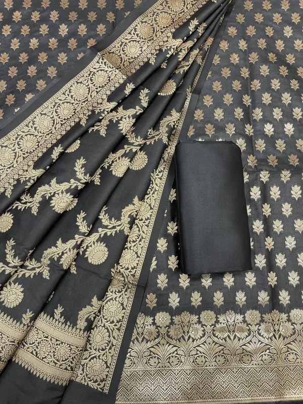 Black_Katan_Silk_Daaman_Border_Banarasi_3_pcs_Suit_Set_850JD_KBR3