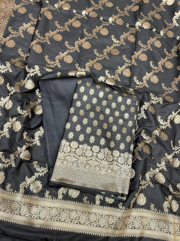Black_Katan_Silk_Daaman_Border_Banarasi_3_pcs_Suit_Set_850JD_KBR3